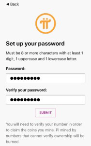 Create a password for the account